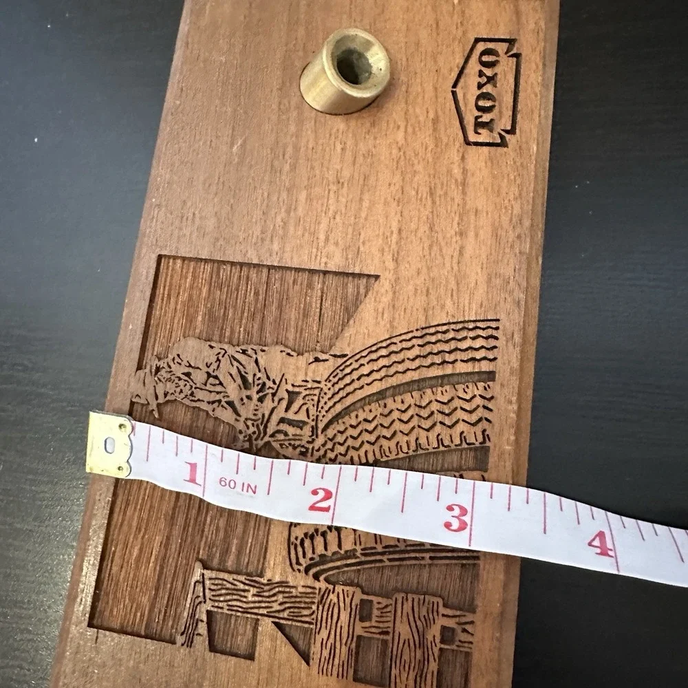 Toyo Tires Vtg LASERCRAFT Laser Engraved Desk Pen Holder Solid American Walnut